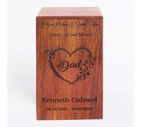Heart Keepsake Cremation Urn for Pet Ashes & Human - Wooden Urn for Adults - Handcrafted Heart Design Box - Medium, Holds Up to 100 lbs - 8 x 4.5 x 4.5 Inches