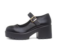 Heart Kelly Womens Black Chunky Mary Jane Shoe - Size 4 UK - Black