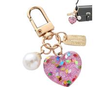 Heart Keychain, Heart Keychain Pendant | Small Backpack Keyring - Acrylic Pendant Keyring for Bags, Car Keys, Funny Bag Key Chain Charm, Ciondo, pink warm, riferimento alla descrizione