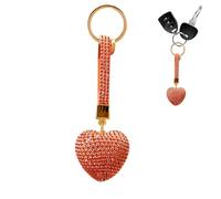 Heart Keyring - Sparkling Heart Keyring, Sparkling Heart Keyring | Women's Key Ring With Shimmering Rhinestones, Love Heart Keyring, Leather Bag Charm, red, Siehe Beschreibung