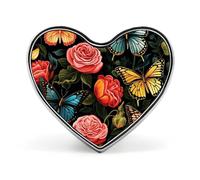 Heart Lapel Pin - Horrifying Green Skull Metal Brooch Pin, Fashionable Lightweight Round Badge for Shirts, Hats, Jackets, Many Beautiful Butterflies, Love form