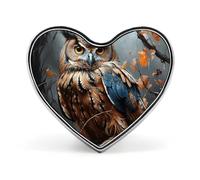 Heart Lapel Pin - Lying White Tiger Metal Brooch Pin, Fashionable Lightweight Round Badge for Shirts, Hats, Jackets, Owl Print, Love form