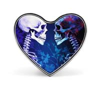 Heart Lapel Pin - Multiple Tiger Head Pictures Metal Brooch Pin, Fashionable Lightweight Round Badge for Shirts, Hats, Jackets, Staring at the Skeleton, Love form