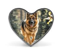 Heart Lapel Pin - Running German Shepherd Dog Metal Brooch Pin, Fashionable Lightweight Round Badge for Shirts, Hats, Jackets, Running German Shepherd Dog, Love form