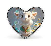 Heart Lapel Pin - Running German Shepherd Dog Metal Brooch Pin, Fashionable Lightweight Round Badge for Shirts, Hats, Jackets, Cute Goat, Love form