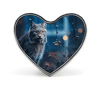 Heart Lapel Pins Metal Heart Female Lynx Printed Brooch Badge for Backpacks Or Lapels, Valentine Pin, Heart Pins