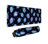 Heart Large Mouse Pad, Fanciful Playful Bubble Aquatic Creature N/a Blue Rubber Non Slip Cloth Mouse Mat for Desk Desk Accessories for Gaming Computer Laptop 12x32 Inch