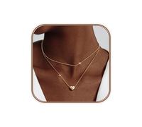 Heart Layered Small Fluffy 14k Genuine Gold Pendant Necklace Love Classic Simple Versatile Clavicle