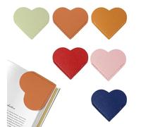 Heart Leather Bookmarks - Set of 6 Portable Soft and Cute Heart Bookmarks, Corner Bookmarks | For Office Home School Library Travel Travel Business Lovers Student Books