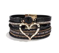Heart Leather Wrap Bracelet for Women Handmade Stackable Boho Cuff Bangles Bracelets for Women Trendy 2025