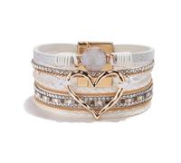 Heart Leather Wrap Bracelet for Women Handmade Stackable Boho Cuff Bangles Bracelets for Women Trendy 2025