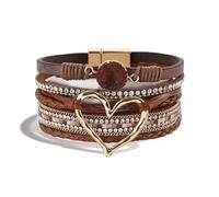 Heart Leather Wrap Bracelet for Women Handmade Stackable Boho Cuff Bangles Bracelets for Women Trendy 2025