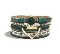 Heart Leather Wrap Bracelet for Women Handmade Stackable Boho Cuff Bangles Bracelets for Women Trendy 2025