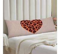 Heart Leopard Body Pillow Cover with Hidden Zipper 20x54 Full Long Pillowcase for Couch Sofa Decor Breathable Bed Shams Boho Oversized Lumbar Pillow Covers for All Seasons