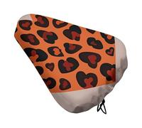 Heart Leopard Waterproof Bike Seat Cushion with Drawstring for Women Men Soft Padded Bicycle Seat Cover for Comfort Wide Road Bike Saddles Universal Fit for Mountain Exercise