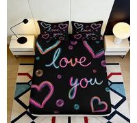 Heart Letter 3D Printed Fitted Sheet Microfiber Deep Pocket Home Non-Slip Love Mattress Fitted Cover 140x200x25cm