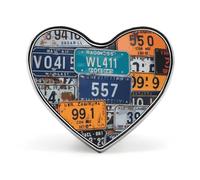 Heart License Plate Brooch Classic Mini Pin 1 Inch Aluminum Alloy Lapel Pin Personalized Button Badge for Backpack Hat Suit Jacket Clothing Decoration