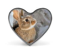 Heart Light Brown Rabbit Brooch Classic Mini Pin 1 Inch Aluminum Alloy Lapel Pin Personalized Button Badge for Backpack Hat Suit Jacket Clothing Decoration
