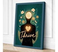 Heart Light Thrive Art Deco Canvas Wall Art Print 18x12 Inch