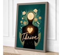 Heart Light Thrive Art Deco Canvas Wall Art Print 18x12 Inch