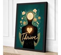 Heart Light Thrive Art Deco Canvas Wall Art Print 18x12 Inch