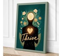 Heart Light Thrive Art Deco Canvas Wall Art Print 18x12 Inch