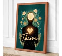 Heart Light Thrive Art Deco Canvas Wall Art Print 18x12 Inch