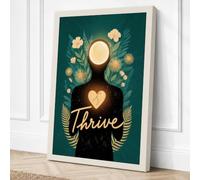 Heart Light Thrive Art Deco Canvas Wall Art Print 18x12 Inch