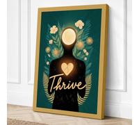 Heart Light Thrive Art Deco Canvas Wall Art Print 18x12 Inch