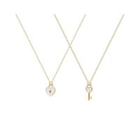 Heart Lock and Key Charm Pendant Necklace for Women Men Matching Couple Necklace Set Best Friend BFF Necklace for 2 Key to My Heart Jewelry Gift, Zinc, No Gemstone