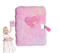 Heart Lock Diary - Furry Journal Notebook with Lock, Secret Writing Book for Girls | Plush Heart Notebook for Kids, Lockable Private Diary for Girls Ages 6-12, Fun Stationery Gift for Birthdays