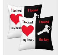 Heart Lock-romantic Design Style Pillow Covers 2 Pack Cozy Pillowcase Art Cushion Case Zippered Decorative for Couch Livingroom 45x45cm