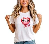 Heart Lollipop Kawaii Candy Womens Graphic T-Shirt Cute Sweet Tee M (12-14) White