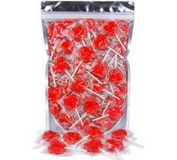 Heart Lollipops Bulk Pouch (45-55 Lollies) - Red Cherry Flavoured Heart Shaped, Individually Wrapped Lolly Pops, Hen Party Bag Fillers, Wedding Favours, Valentines & Love Heart Sweets Mystery Bag