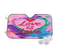 Heart Love is Love LGBT Wind Sun Shade for Car Sun Visor Foldable Vehicle Sunshade 30x55 Inch