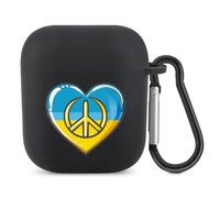 Heart Love Peace Ukraine Bluetooth Headset Cover Earbuds Case TPU Headphone Protective Compatible with Airpods 1/2 Black-Color