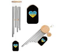 Heart Love Peace Ukraine Wind Chimes Wooden Memorial Windchime Outdoor Wind Chimes Decoration for Garden