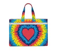 Heart Love Rainbow Tie Dye,Canvas Document Bag Zipper File Tote Bag Handbag Briefcase for School Office