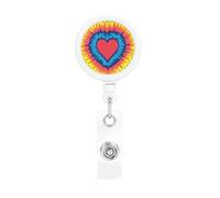 Heart Love Rainbow Tie Dye, Retractable Badge Holder,Badge Reels Holder with ID Clip Alligator Clip