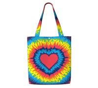 Heart Love Rainbow Tie Dye,Reusable Grocery Bags Shopping Tote Bags Large Capacity Canvas Shoulder bag