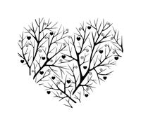 Heart Love Tree Beautiful Branch Romance Wall Decals PVC 54x62.3cm It Won't Fall Off Large Black