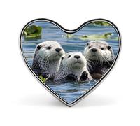 Heart Lovely Sea Otter Brooch Classic Mini Pin 1 Inch Aluminum Alloy Lapel Pin Personalized Button Badge for Backpack Hat Suit Jacket Clothing Decoration