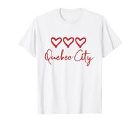 Heart Loves Quebec City Canada Rustic Red Hearts Canadian T-Shirt