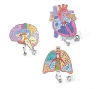 Heart Lung Brain Acrylic Retractable Badge Reel with 360 Degree Rotating Clip for Healthcare and Nursing Professionals ID Badge Holder (Heart)