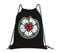 Heart Lutheran Rose Unisex Pe Bag Durable Swimming Bags Foldable Drawstring Bag For Hiking Climbing Holidays