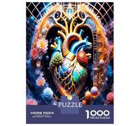 Heart Magic Floral 1000 Pieces Jigsaw Puzzle Enchanted Love Magic Classic Jigsaw Puzzle Recycled Cardboard Family Lovers Holiday Activity Indoor Leisure Cognitive Development 70x50cm/