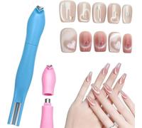 Heart Magnet for Cat Eye Gel Polish,3-in-1 Heart Shape Round Line Shape Nail Art Magnet Pen,Upgrade Magnetic Nail Art Tool,Detachable and Easy to Operate,for DIY Nails Salon Decoration (Blue)