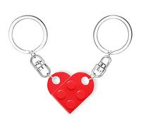 Heart Matching Cute Friend Keychain - 2pcs Brick Friendship Keychains Set for Couples Boyfriend Girlfriend Women Friends BFF Valentines - Love Small Funny Bricks Key Chain Heart Key Chains