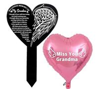 Heart Memorial Garden Stake for Deceased Grandma, Memorial Balloon Gifts for Loss of Grandmother, Sympathy Gifts for Loss of Grandma, Condolence Bereavement Gift in Memory of Grandma, Cemetery Decor