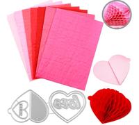 Heart Metal Cutting Dies with 7 Pcs Honeycomb Paper Pads for DIY 3D Craft and Pop-Up Cards, Embossing Stencil Die Cuts Template for Card Making Honeycomb Tissue Pad Assorted Colors (5.8x8.3inch)